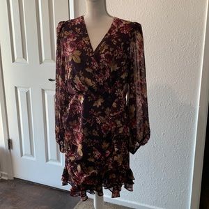 Express Floral Ruffle Mini Dress